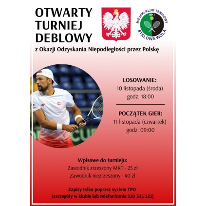 Tenis - Otwarty Turniej Deblowy z okazji Odzyskania Niepodległości MKT