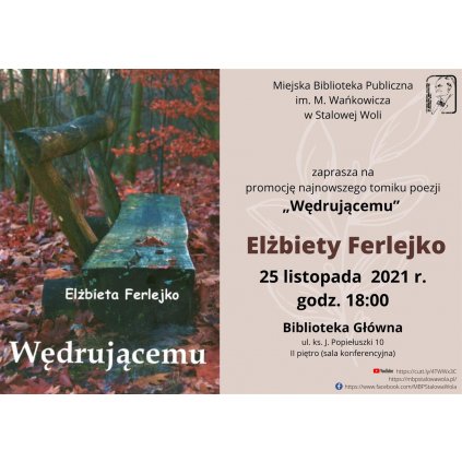 "Wędrującemu" - prezentacja tomiku poezji Elżbiety Ferlejko - MBP STW