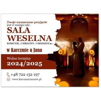 Sala weselna Karczma u Jana - wolne terminy 2024/2025